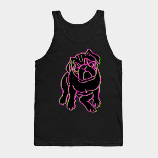 Pug Black Neon Outline 4 Tank Top